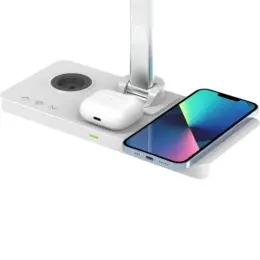 Veles @memorii 3-in-1 Wireless Charger with Desk Lamp White Close Up